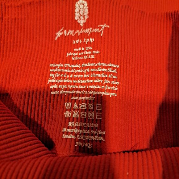 Free People FP Movement Athletic Bike Shorts Ribbed Red Activewear XS/Small - Picture 5 of 5